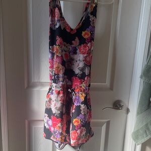 Sadie Jane Vintage Floral Romper - Black and Pink XS extra small summer vacation